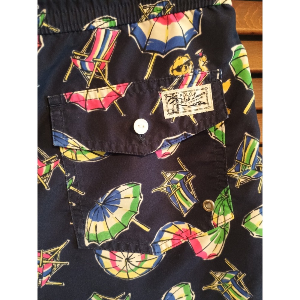 NWT Polo Golf Ralph Lauren Umbrella Swim Trunks Colorful Navy, Sz Small READ - Picture 5 of 12
